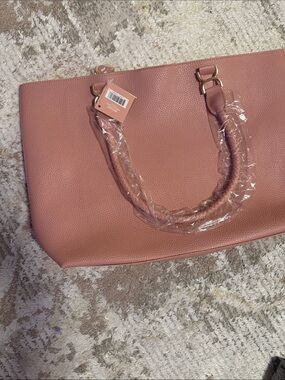 Ulta Beauty Pink Braided-Handle Tote with Gold Hardware